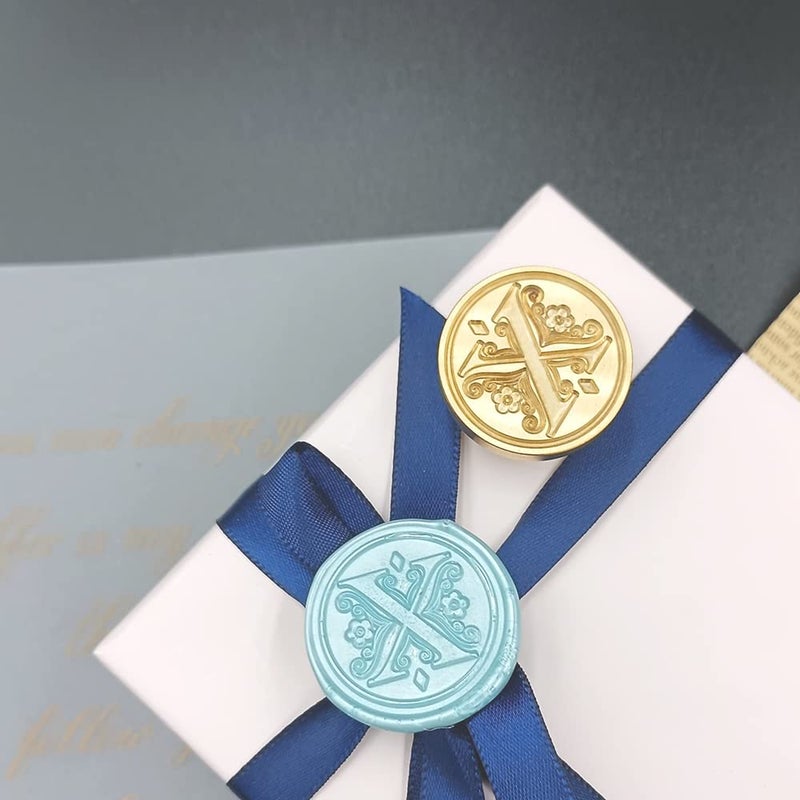 krastmon Medieval Traditional Initial Alphabet Wax Seal Stamp, Brass Head Wooden Handle Letter Stamps for Card/Envelope/Gift - (Letter X) - Image 2